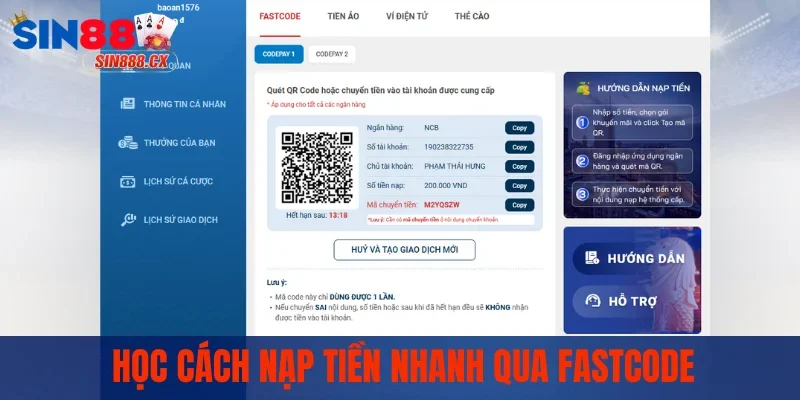 Nạp Tiền Sin88 – Các Cách Thực Hiện Dễ Nhất Cho Người Mới 1 Học cách nạp tiền nhanh qua fastcode